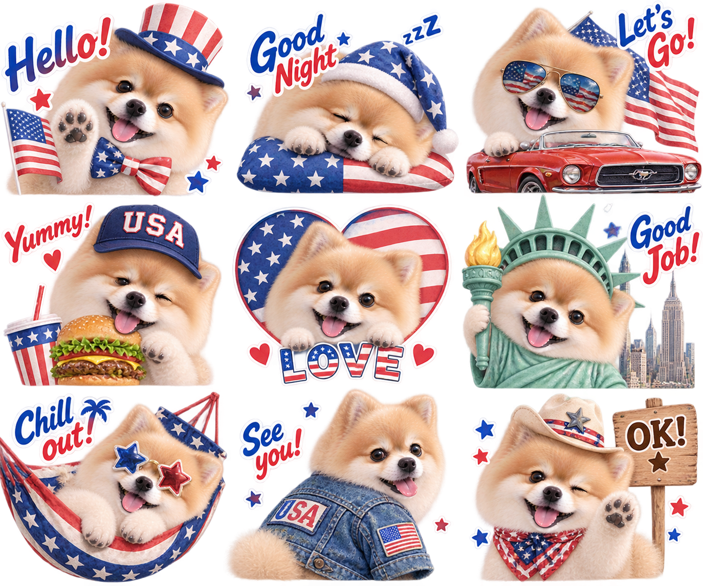 アメリカンポップ風のLINEスタンプ作風サンプル