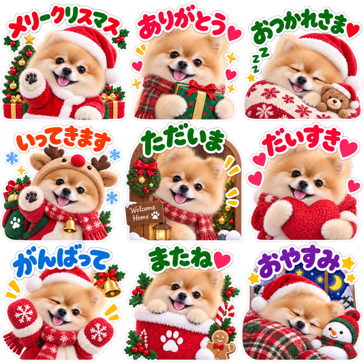 クリスマスシーズナル風のLINEスタンプ作風サンプル