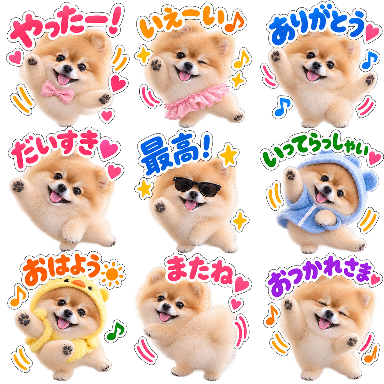 ダンス文字入り風のLINEスタンプ作風サンプル