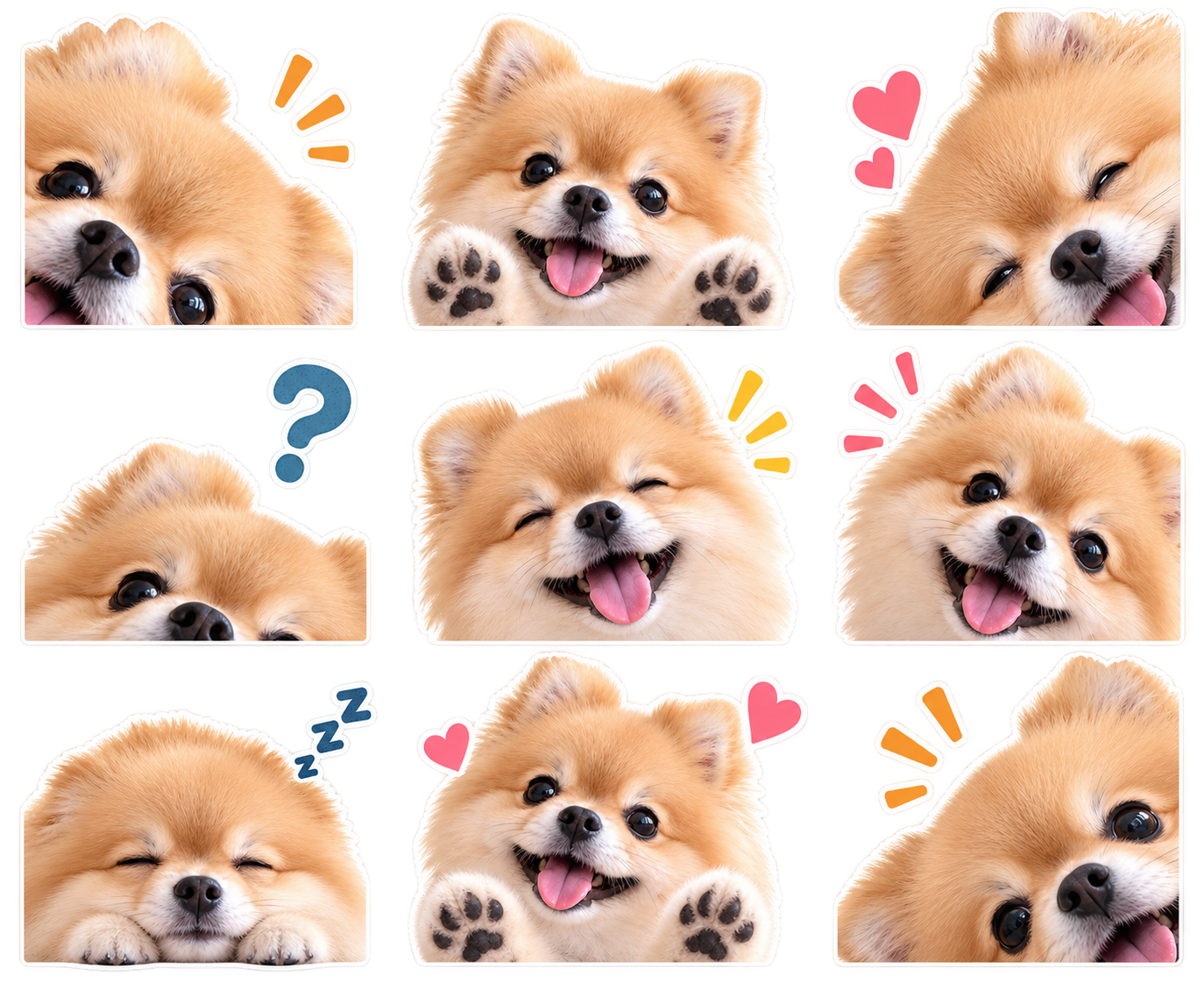 顔ドアップ文字なし風のLINEスタンプ作風サンプル