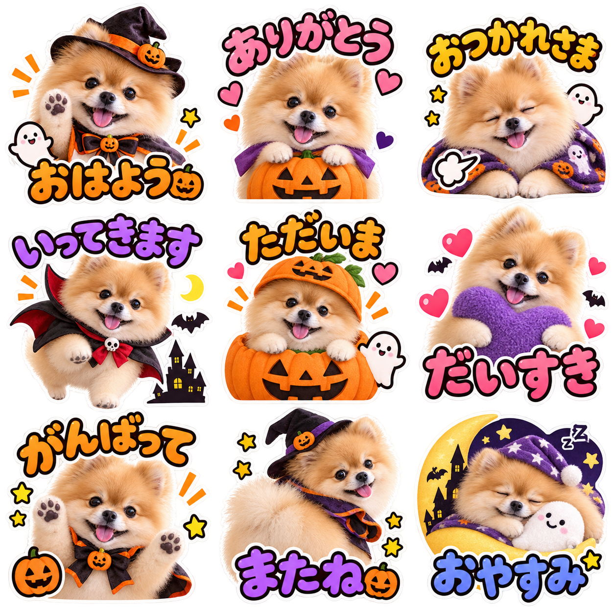 ハロウィンシーズナル風のLINEスタンプ作風サンプル