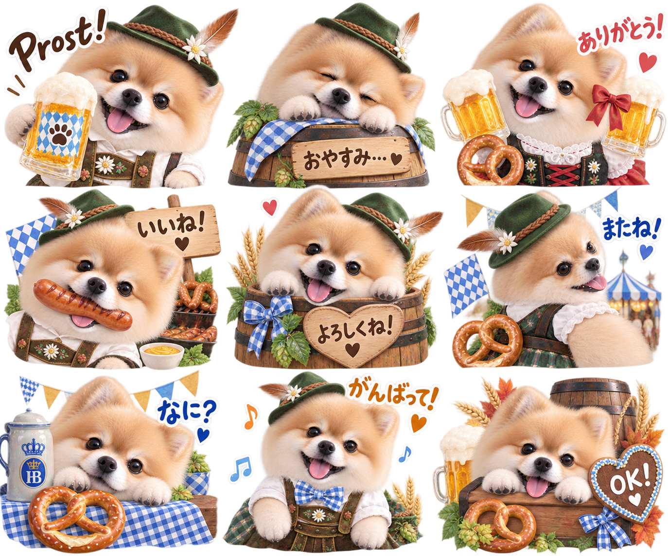 オクトーバーフェスト風のLINEスタンプ作風サンプル